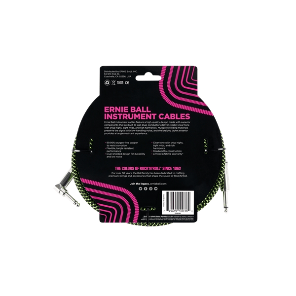Ernie Ball 6082 Cavo Braided Black/Green 5,49 m