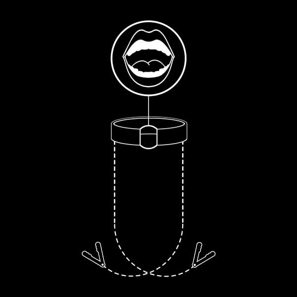 FETISH SUBMISSIVE - ANILLA MORDAZA CON PINZAS PARA PEZONES