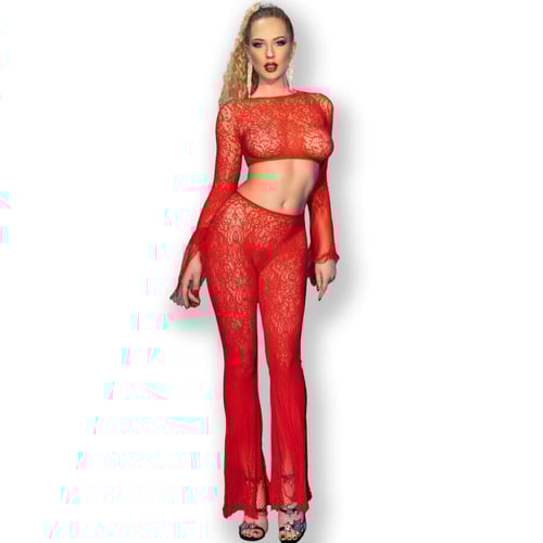 CHILIROSE SETS CHILIROSE - CR 4648 TOP E PANTALONE ROSSO S/L