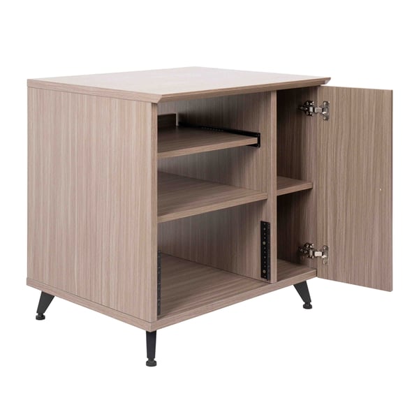 Gator Frameworks GFW-ELITESIDECAR-GRY Mobile rack sidecar cabinet in legno con finitura grigia<br>