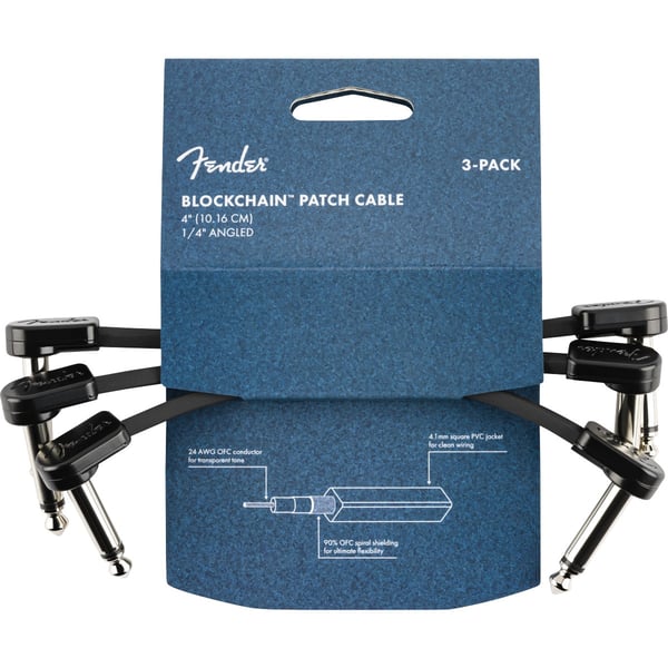 Pack da 3 cavi Patch Fender Blockchain 4", Angled/Angled