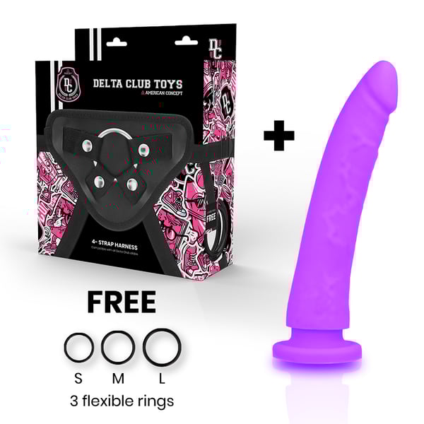 DELTA CLUB - TOYS ARNES + DILDO LILA SILICONA MEDICA 17 X 3 CM