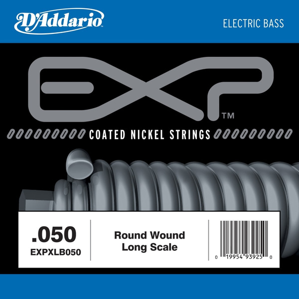 D'ADDARIO EXP Coated Nickel Round Wound Bass Guitar Single String, .050