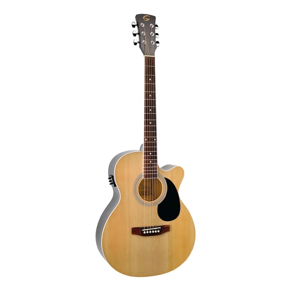 SOUNDSATION Chitarra acustica mini jumbo cutaway con top in abete e preamp. Modello YELLOWSTONE-MJCE-NT