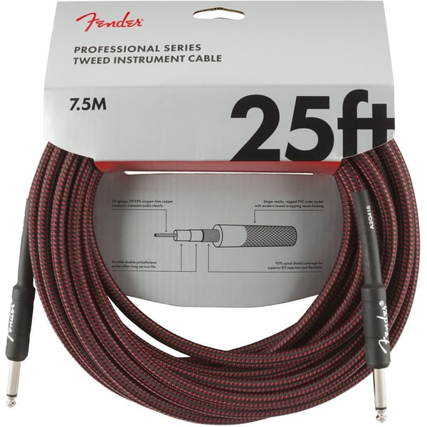 FENDER Cavo per strumenti serie Professional 25' Red Tweed. Modello 0990820070