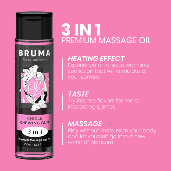 BRUMA - HUILE DE MASSAGE PREMIUM EFFET CHALEUR SAVEUR GOMME 3 EN 1