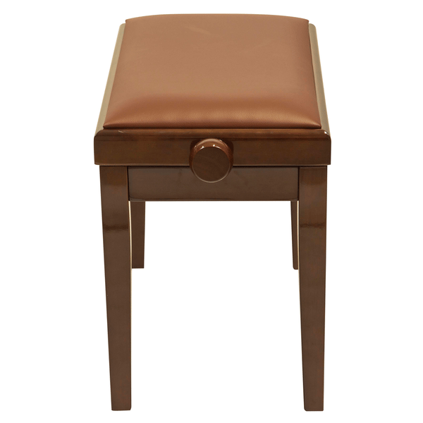 PROEL STAGE Panca professionale regolabile in legno per piano ed organo. Telaio Noce lucido. Cuscino imbottito con rivestimento in similpelle marrone.