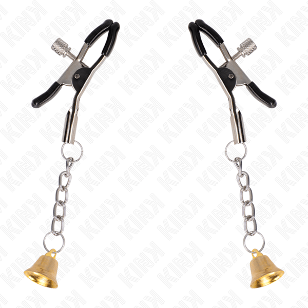 KINK - MORSETTI PER CAPEzzoli CON PENDENTE CAMPANELLA IN ORO 6 CM