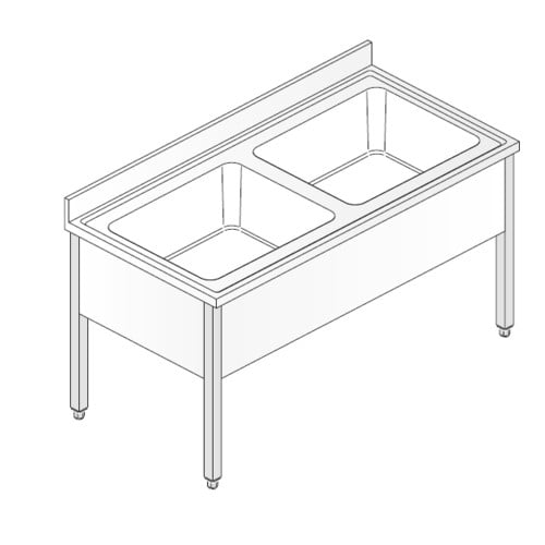 Lavello 140x70x85 acciaio inox 304 su gambe cucina ristorante RS5564