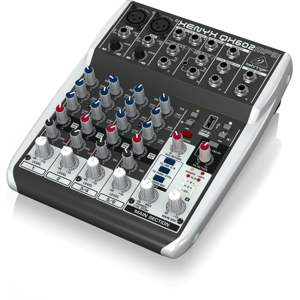 BEHRINGER QX602-MP3 XENYX MIXER 6 CANALI LETTORE MP3/USB EFFETTI VOCE KARAOKE REVERBERO/DELAY +48V