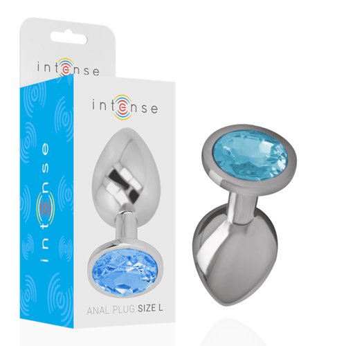 INTENSE ANAL TOYS INTENSE - PLUG ANALE IN METALLO ALLUMINIO CON CRISTALLO BLU TAGLIA L