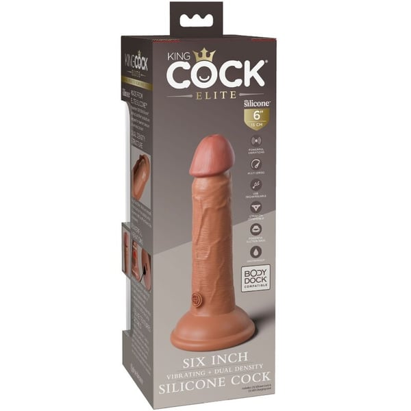 KING COCK ELITE - DILDO REALISTICO VIBRADOR &amp; SILICONA 15.2 CM CARAMELO