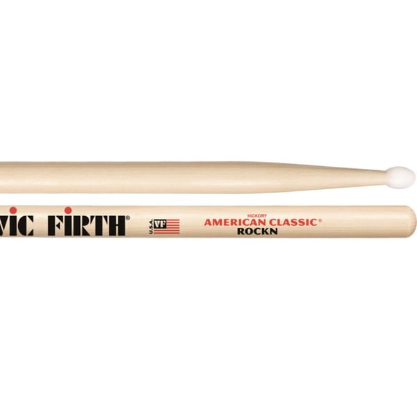 VIC FIRTH Bacchette American Classic Hickory Punta in Nylon. Modello ROCKN