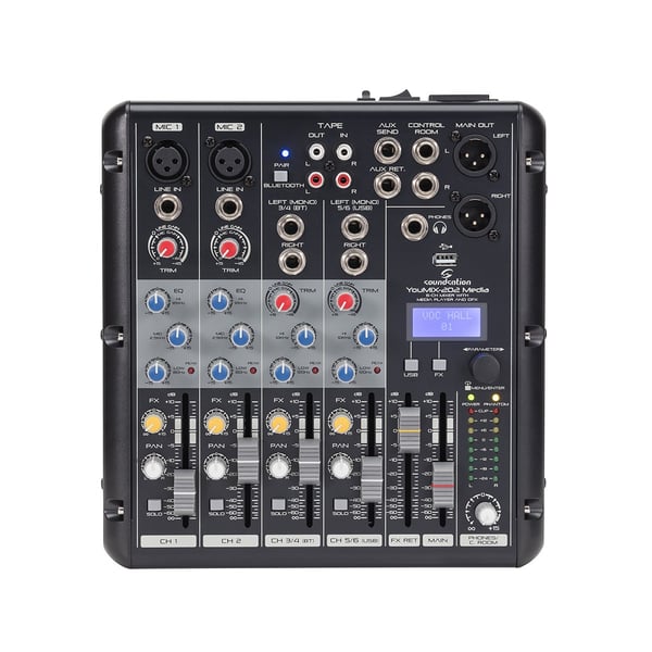 SOUNDSATION Mixer Professionale 6-Canali con Lettore MP3, connessione BT e Multieffetto