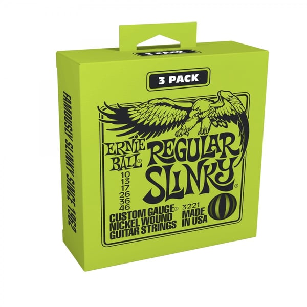 ERNIE BALL 3-pack corde per chitarra elettrica Slinky Nickel wound Regular 10/46. Modello P03221