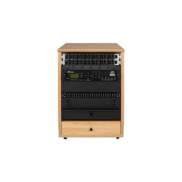 Gator Frameworks GFW-ELITESTUDIORK12-MPL Rack da studio inclinato 12 unità con finitura in acero naturale opaco<br>