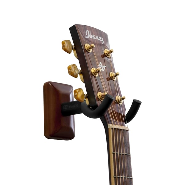 Gator Frameworks GFW-GTR-HNGRMHG Supporto a muro per chitarra con piastra mogano<br>