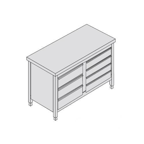 Cassettiera 100x70x85 acciaio inox 304 7 cassetti ristorante pizzeria RS5855