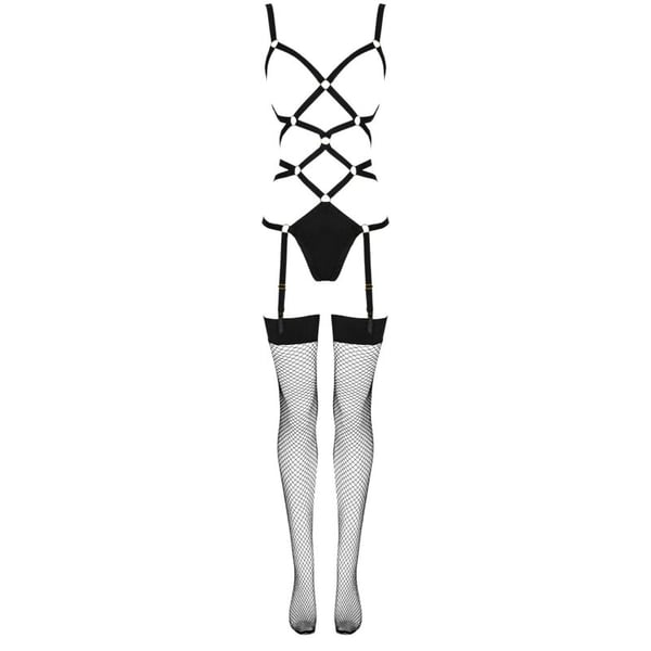 LIVCO CORSETTI FASHION - THIARA LC 20213 SET BODY + STRÜMPFE SCHWARZ L/XL