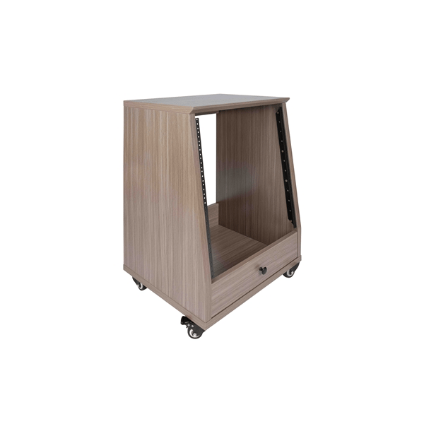 Gator Frameworks GFW-ELITESTUDIORK12-GRY Rack da studio inclinato 12 unità con finitura grigia in legno Driftwood<br>