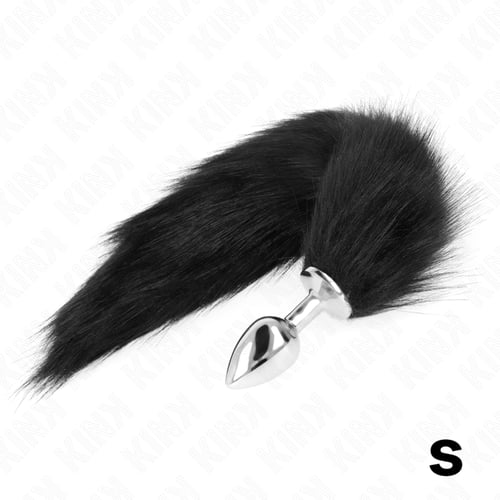KINK PLEASURE PLUGS KINK - PLUG ANALE TAGLIA S 7 X 3 CM CON CODA SINTETICA 40 CM NERO