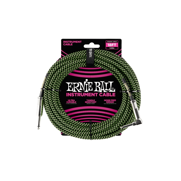 Ernie Ball 6082 Cavo Braided Black/Green 5,49 m