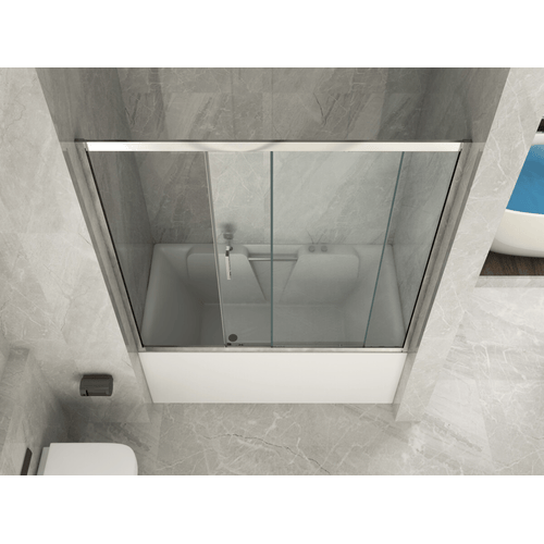 Box Vasca Vetro Trasparente o Satinato Saint Gobain Timeless Anticalcare 6 MM Apertura Scorrevole Laterale Realizzato Su Misura