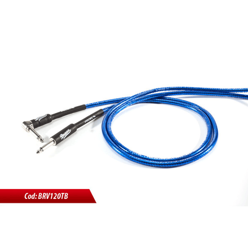 PROEL STAGE Cavo per strumenti  Jack Mono 6.3 mm / Jack mono 6.3mm ad angolo  Guaina in PVC flessibile nel colore trasparente Blue - Diametro esterno 7 mm