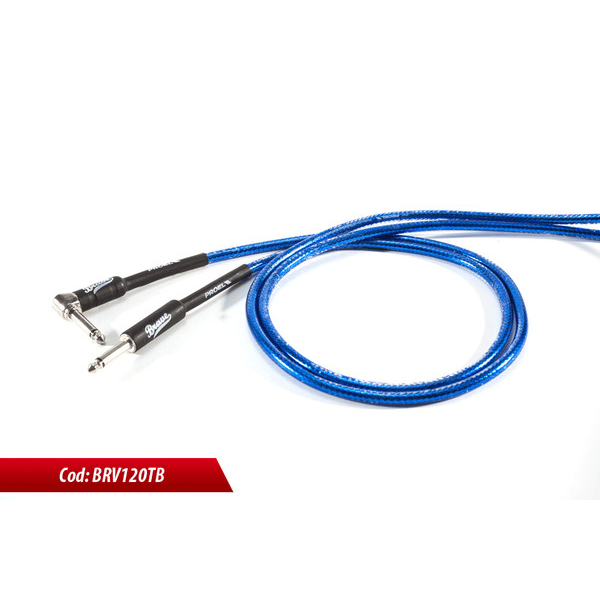 PROEL STAGE Cavo per strumenti  Jack Mono 6.3 mm / Jack mono 6.3mm ad angolo  Guaina in PVC flessibile nel colore trasparente Blue - Diametro esterno 7 mm