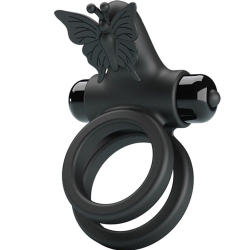 PRETTY LOVE MALE PRETTY LOVE - DOPPIO ANELLO VIBRANTE CON STIMOLATORE NERO