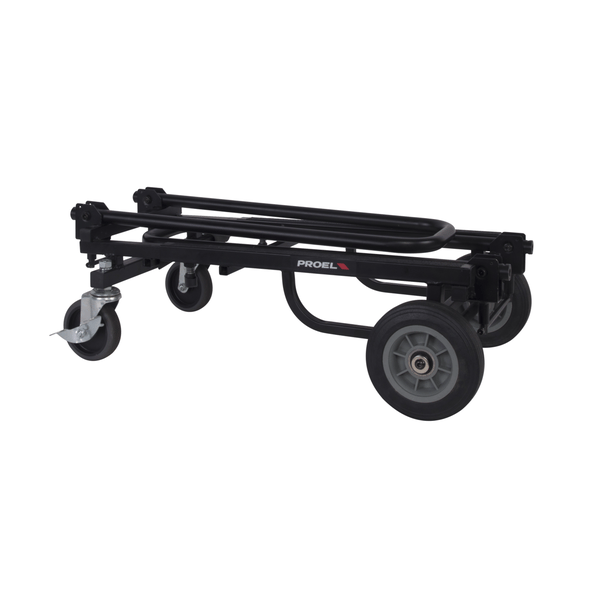 PROEL STAGE Carrello di medie dimensioni, con superficie di carico variabile da un minimo di 585 ad un massimo di 850 mm. Colore nero