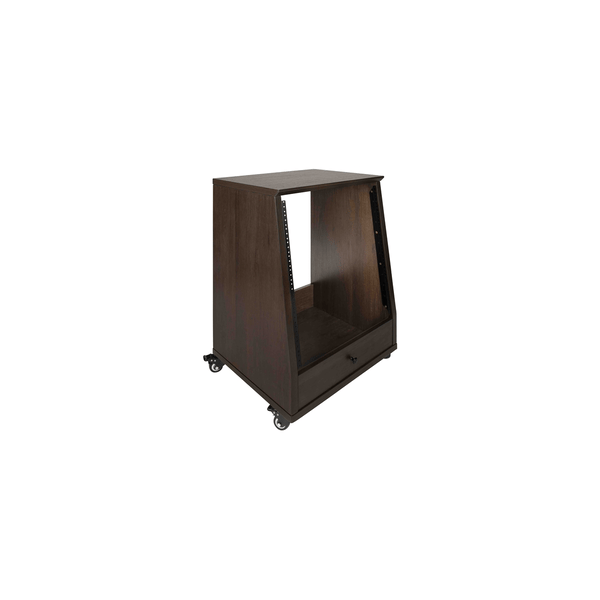 Gator Frameworks GFW-ELITESTUDIORK12-BRN Rack da studio inclinato 12 unità con finitura in noce scuro<br>