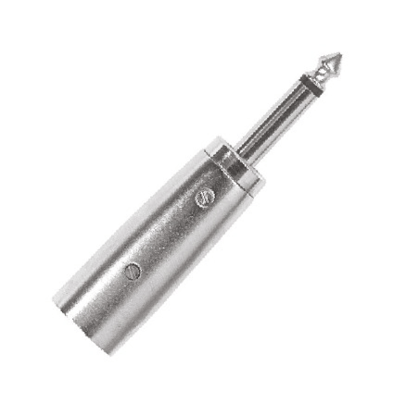 PROEL STAGE Adattatore professionale in metallo: spina XLR 3 poli -&gt; spina jack mono Ø 6.3 mm.