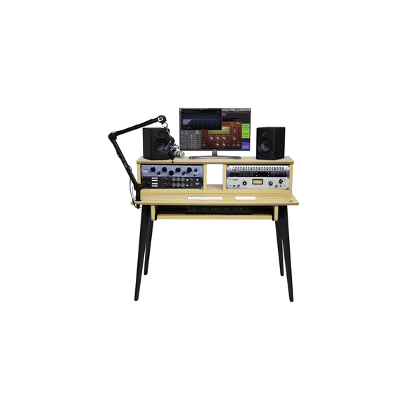 Gator Frameworks GFW-ELITEDESK-MPL Scrivania workstation Elite in acero naturale opaco per studi di registrazione e content creator<br>