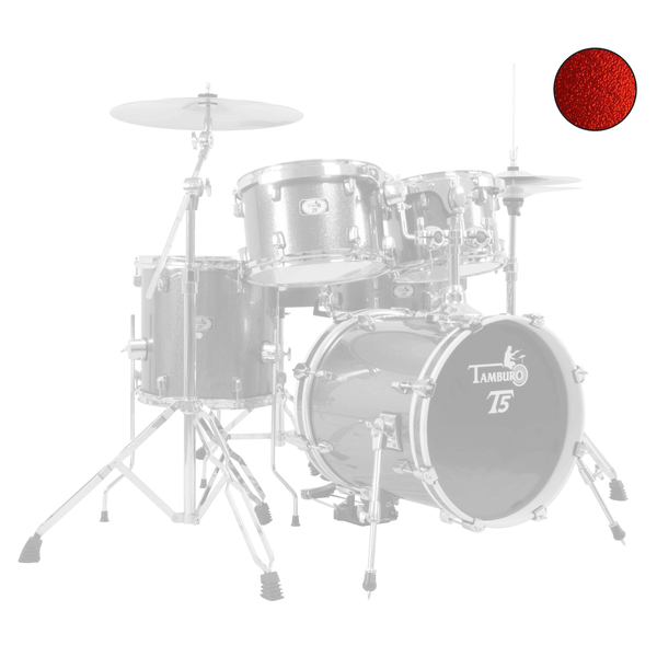 TAMBURO Batteria serie T5, 5 pezzi, colore Bright Red Sparkle