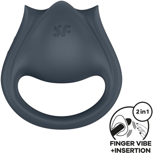 SATISFYER PARTNER SATISFYER - PERFECT PAIR 2 MULTIVIBRATORE 2 IN 1 ANELLO PER PENE E STIMOLATORE PER DITA GRIGIO