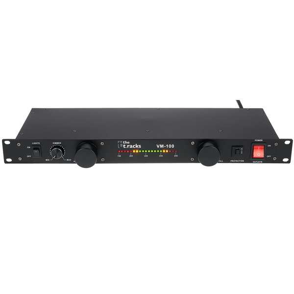 THE T.RACKS VM-100 VOLTAGE METER DISTRIBUTORE DI CORRENTE 8 USCITE VDE CON 2 LAMPADE ESTRAIBILI DIMMERABILI