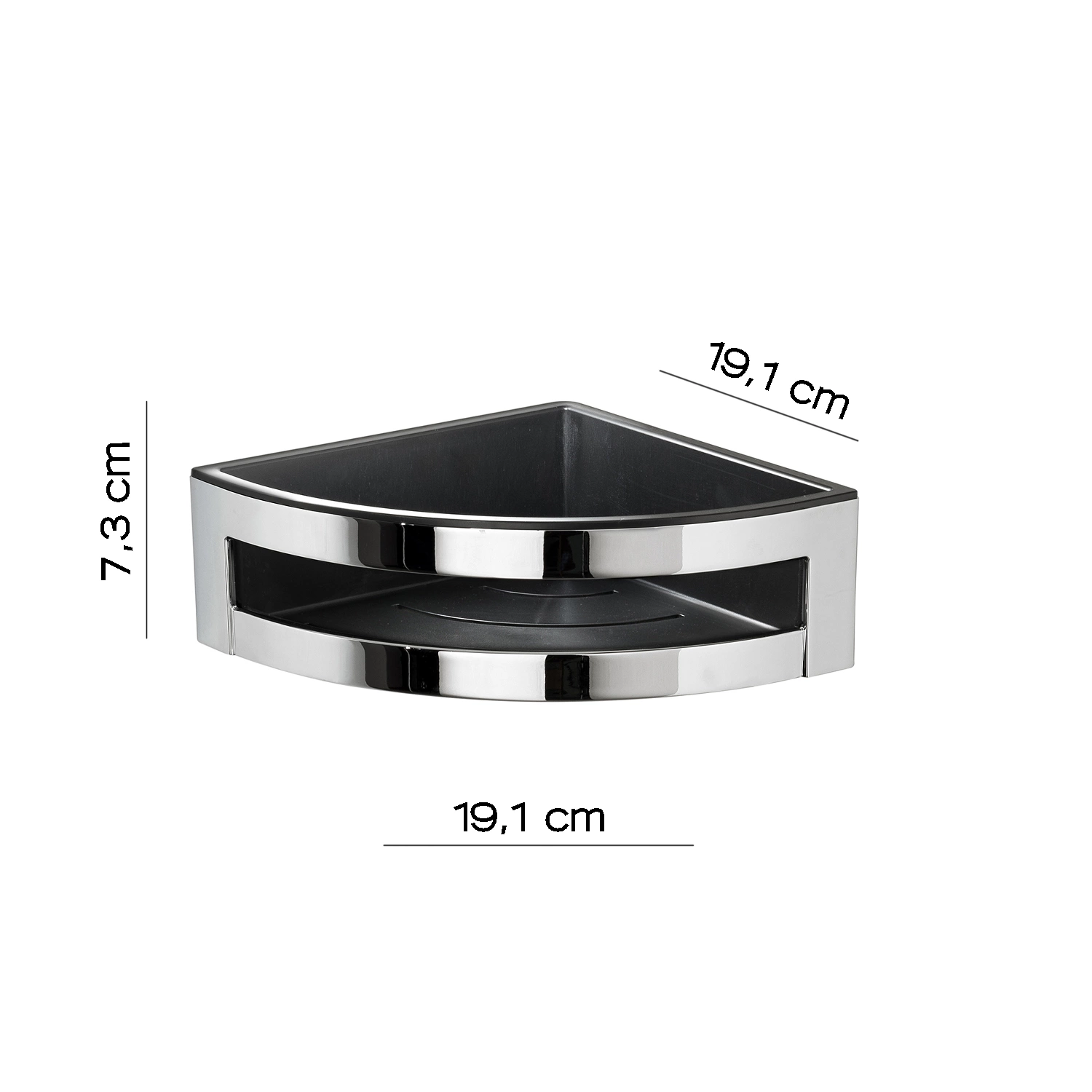 Portaoggetti Angolare Per Doccia In Acciaio Inox SUS 304 Lucidato, 20x20x8 Cm, Cromo - Foto 5