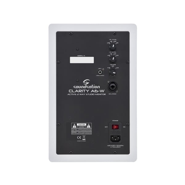 SOUNDSATION Monitor da studio bianco a 2 vie biamplificato con Woofer da 6,5". Modello CLARITY A6-W