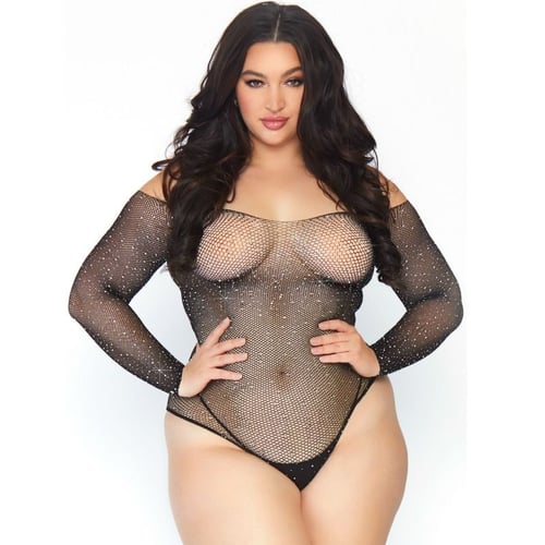 BODYSTOCKING A RETE CON CRISTALLI LEG AVENUE 1X-2X