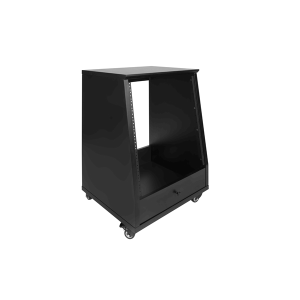 Gator Frameworks GFW-ELITESTUDIORK12-BLK Rack da studio inclinato 12 unità con finitura nera standard<br>