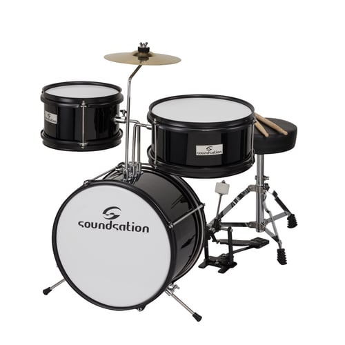 SOUNDSATION Batteria acustica per bambini da 3 fusti completa nera