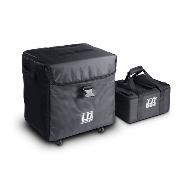 LD SYSTEMS DAVE 8 SET 1 KIT DI BORSE PER IL TRASPORTO DEL SISTEMA PA DAVE 8 XS 1 BORSA SUBWOOFER CON RUOTE + 2 BORSE PER SATELLITI COLORE NERO