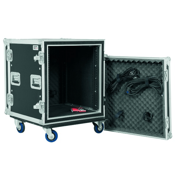 PROEL STAGE Flight case professionale 12U a rack 19' con telaio interno ammortizzato, profondità utile corpo 50cm.