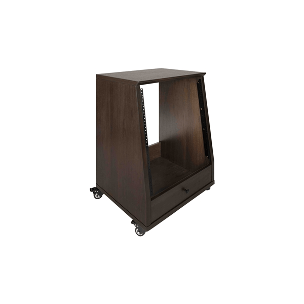 Gator Frameworks GFW-ELITESTUDIORK12-BRN Rack da studio inclinato 12 unità con finitura in noce scuro<br>