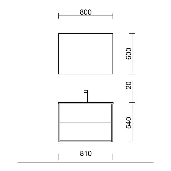 Set Bagno Completo GELSOMINO 80 cm Tondo - Nero Opaco