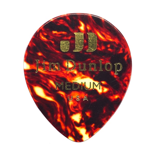 Dunlop 485P-03TH Celluloid Teardrop, Black Thin Player's Pack/12