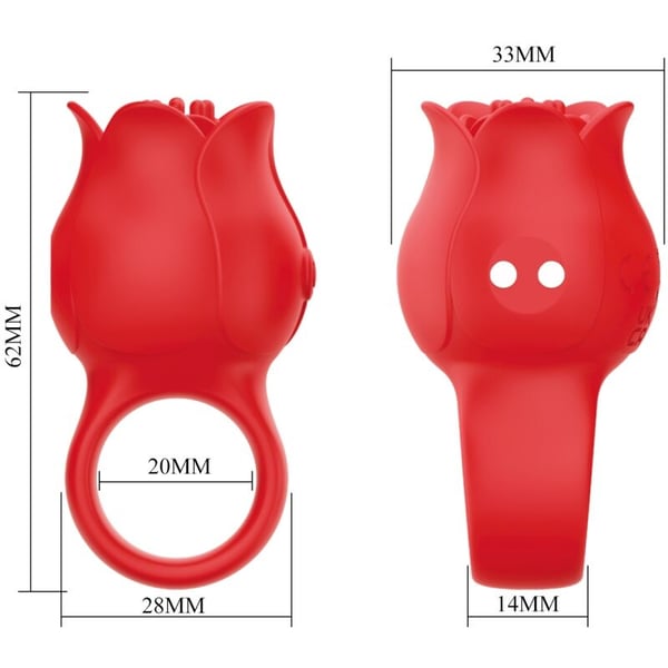 PRETTY LOVE - VIBRATEUR DE DOIGT EN FORME DE JAE ROSE 10 VIBRATIONS ROUGE