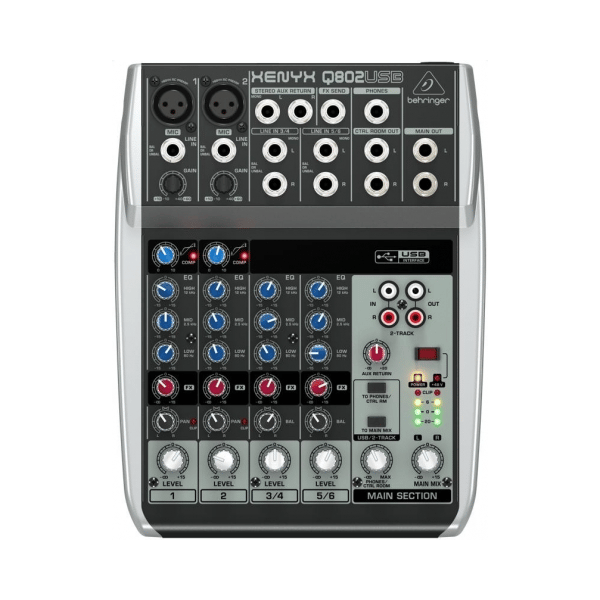 BEHRINGER XENYX Q802-USB MIXER 8 INGRESSI +48V + INTERFACCIA AUDIO USB + SOFTWARE GRATUITO