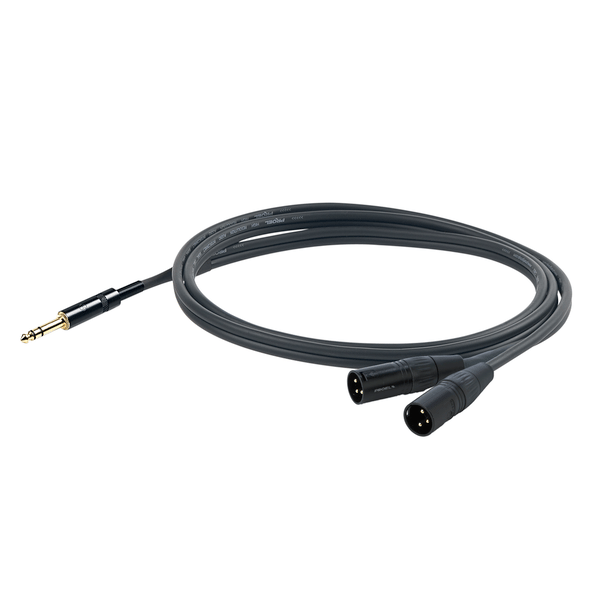 PROEL STAGE Nuovo cavo audio professionale Y con connessioni spina jack Stereo Ø 6.3 mm YONGSHENG - 2 x spina volante XLR 3P YONGSHENG . Lunghezza 3 m. Colore disponibile: Nero Altre lunghezze disponibili: visualizzare le specifiche tecniche